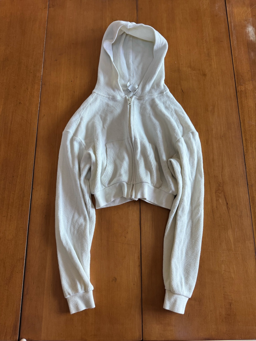 SKIMS Cropped Zip up Hoodie in Ivory/Bone/Cream Size XXS Ultra Cozy
